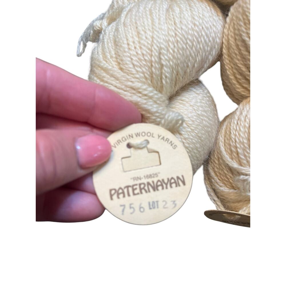 2 hanks Paternayan 100% Virgin Wool Yarn RN-16825 | Ivory # 756 New - Picture 2 of 8